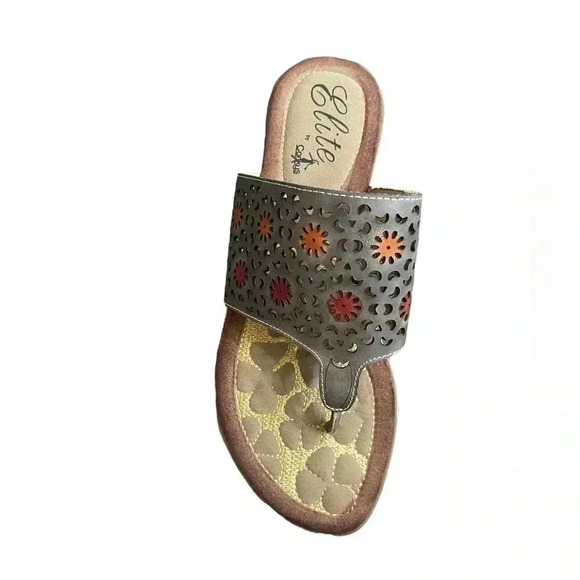 Elite by Corky’s Dominican Perforated Leather Gray Women’s Flat Sandal size 9 - Picture 7 of 15